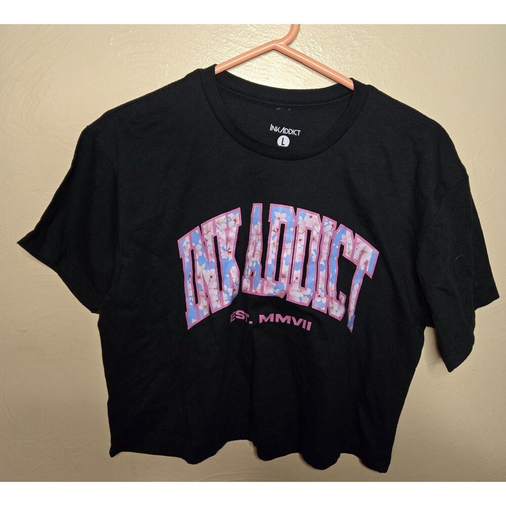 Ink Addict Cropped Top With Cherry Blossom Logo  Size Large